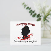 Vampire verpleegster (ik kom uw bloed tekenen) briefkaart (Staand voorkant)