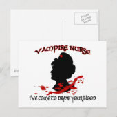 Vampire verpleegster (ik kom uw bloed tekenen) briefkaart (Voorkant / Achterkant)
