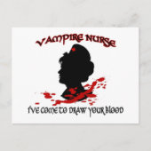 Vampire verpleegster (ik kom uw bloed tekenen) briefkaart (Voorkant)