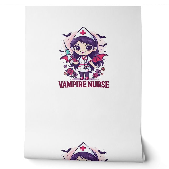 Vampire Verpleegster Shirt � Grappig Halloween Med Behang (Afrollen)