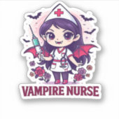 Vampire Verpleegster Shirt � Grappig Halloween Med Sticker (Voorkant)