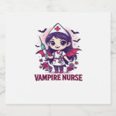 Vampire-verpleegstershemd � Grappig Halloween medi Sparkling Wijnetiket (Enkel label)
