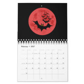 Vampire vleermuizen tegen de Rode maan Kalender (Feb 2027)