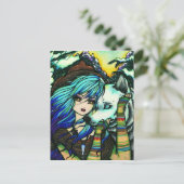 Vampire Werewolf Snow Fantasy Fairy Art Briefkaart (Staand voorkant)