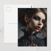 Vampire Woman With Fangs Gothic Portrait Briefkaart (Voorkant / Achterkant)