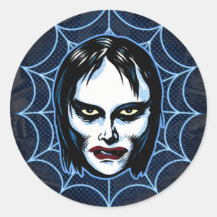 Vampiremeisje 1960s monstermasker horrorsticker ronde sticker