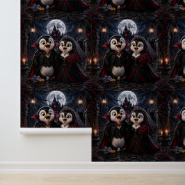 Vampirepinguïn en bruid wallpaper behang