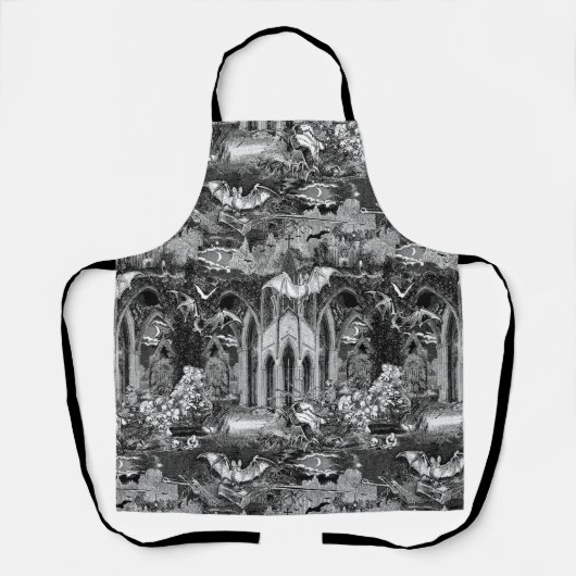 Vampire's Crypt Graves Skulls Bats Gothic Church Schort (Voorkant)