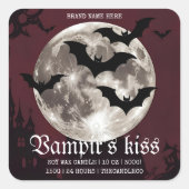 Vampire's Kiss Halloween kaarsenlabel Vierkante Sticker (Voorkant)