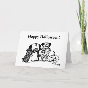 Vampug en Mummy Pug Halloween Card Kaart