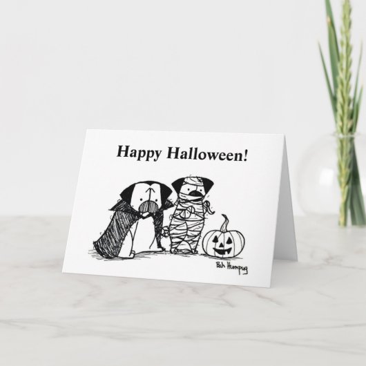 Vampug en Mummy Pug Halloween Card Kaart (Voorkant)