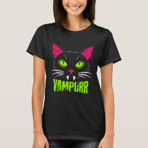 Vampur Kat Zwarte Kat Halloween Spooky Vampier T-shirt