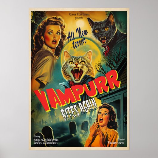 Vampurr Bites Again - retro horror poster (Voorkant)