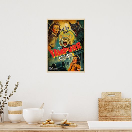 Vampurr Bites Again - retro horror poster (Keuken)
