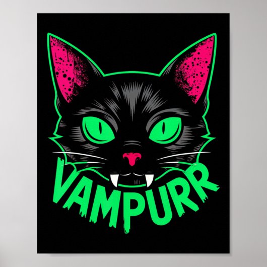 Vampurr Cat Vampire Kat Halloween Cats Spooky Pe Poster (Voorkant)
