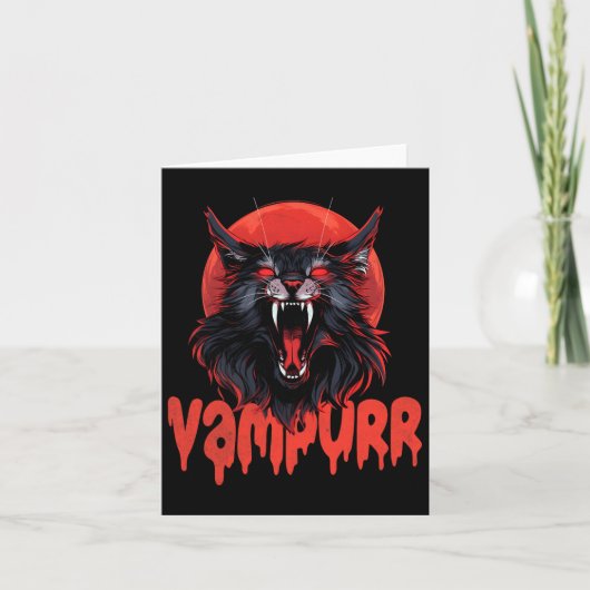 Vampurr Coon Spooky Vampire Halloween Maine Coon C Kaart (Voorkant)