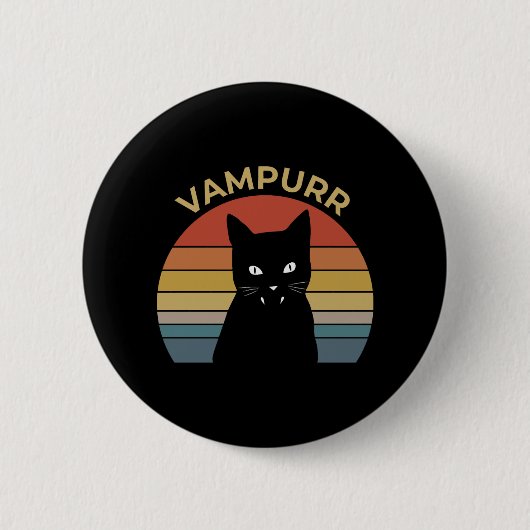 Vampurr grappig vampier katretro sunset Halloween Ronde Button 5,7 Cm (Voorkant)