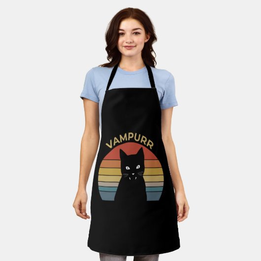 Vampurr grappig vampier katretro sunset Halloween Schort (Gedragen)