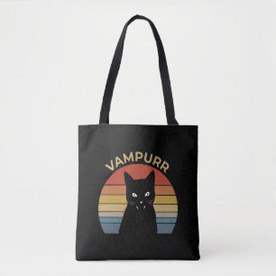Vampurr grappig vampier katretro sunset Halloween Tote Bag