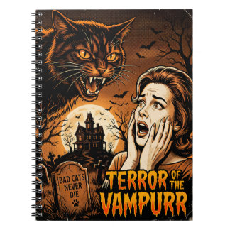 Vampurr Retro Vampier Kat Liefhebbers Grappige Hal Notitieboek