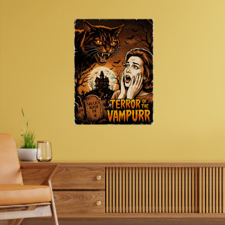 Vampurr Retro Vampier Kat Liefhebbers Grappige Hal Poster