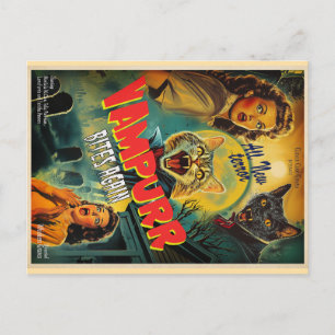 Vampurr Vampier Kat- retro horror poster Briefkaart