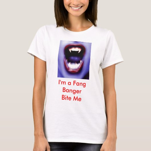 Vampy2, ik ben een Fang BangerBite me T-shirt (Voorkant)