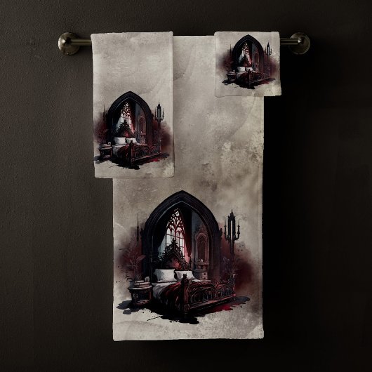 Vampy Boudoir | Gothic Red Victoriaans Slaapkamer Bad Handdoek
