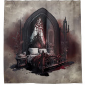 Vampy Boudoir | Gothic Red Victoriaans Slaapkamer  Douchegordijn (Voorkant)