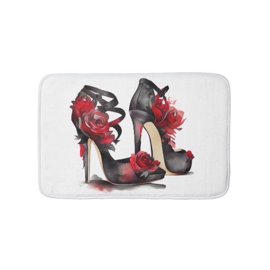 Vampy Mode | Strappy Enkelstiletto's met Rozen Badmat (Voorkant)