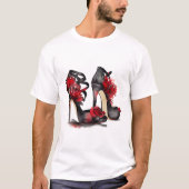 Vampy Mode | Strappy Enkelstiletto's met Rozen T-shirt (Voorkant)