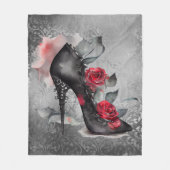 Vampy Spiked Stiletto | Red Rose High Heel Grunge Fleece Deken (Voorkant)