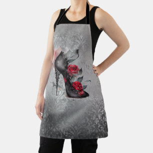 Vampy Spiked Stiletto   Red Rose High Heel Grunge Schort