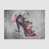 Vampy Spiked Stiletto | Red Rose High Heel Grunge Tissuepapier (Voorkant)