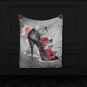 Vampy Spiked Stiletto   Red Rose High Heel Grunge Wandkleed