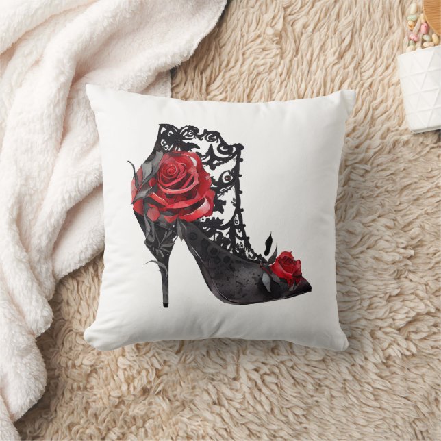 Vampy Spiked Stiletto | Red Rose Mode Hoge hak Kussen (Deken)