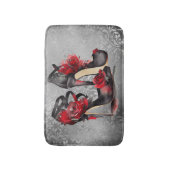 Vampy Strappy Stilettos | Red Rose Hakken op Grung Badmat (Voorkant Verticaal)