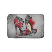 Vampy Strappy Stilettos | Red Rose Hakken op Grung Badmat (Voorkant)