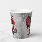 Vampy Strappy Stilettos | Red Rose Hakken op Grung Papieren Bekers (Rechts)