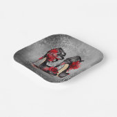 Vampy Strappy Stilettos | Red Rose Hakken op Grung Papieren Bordje (Gebogen)