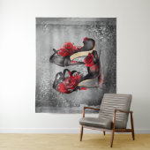 Vampy Strappy Stilettos | Red Rose Hakken op Grung Wandkleed (In situ)