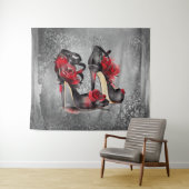 Vampy Strappy Stilettos | Red Rose Hakken op Grung Wandkleed (In Situ (horizontaal))