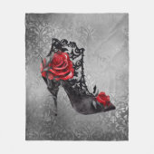 Vampy Vogue Grunge | Stiletto Lace Bootie Rozen Fleece Deken (Voorkant)