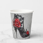 Vampy Vogue Grunge | Stiletto Lace Bootie Rozen Papieren Bekers (Achterkant)