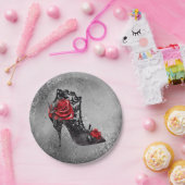 Vampy Vogue Grunge | Stiletto Lace Bootie Rozen Papieren Bordje (Feest)