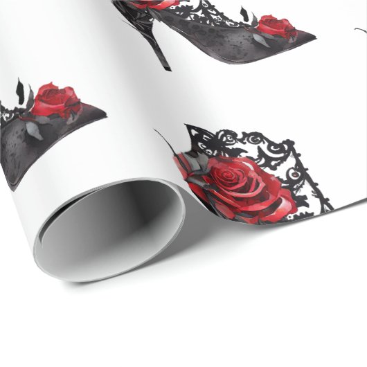 Vampy Vogue | Stiletto Lace Bootie en rode rozen Cadeaupapier (Rol Hoek)