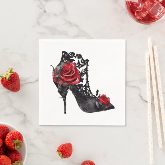 Vampy Vogue | Stiletto Lace Bootie en rode rozen Servet (Insitu)