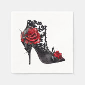 Vampy Vogue | Stiletto Lace Bootie en rode rozen Servet (Voorkant)