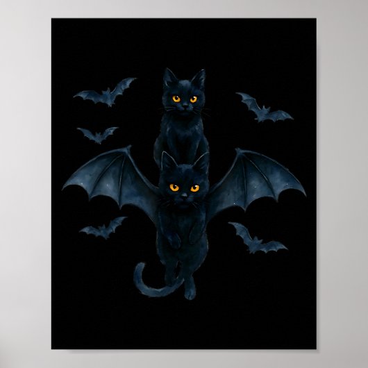 Vamre Cat With Bat Wings _ Cute Soky Halloween Des Poster (Voorkant)