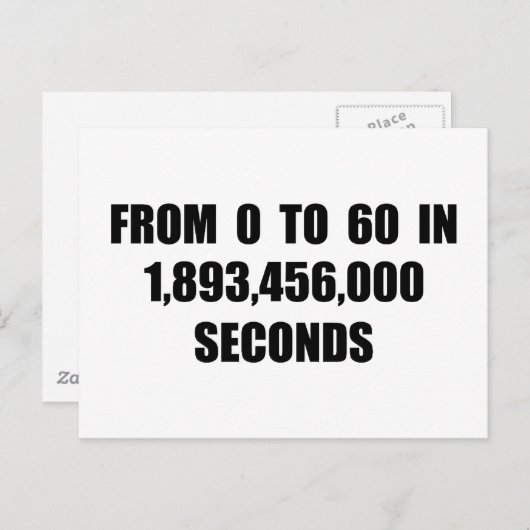 Van 0 tot 60 in seconden briefkaart (Voorkant / Achterkant)